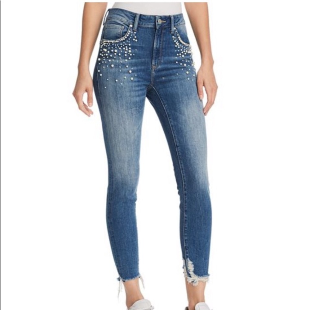 Mavi "Tess" high rise skinny jeans with pearls